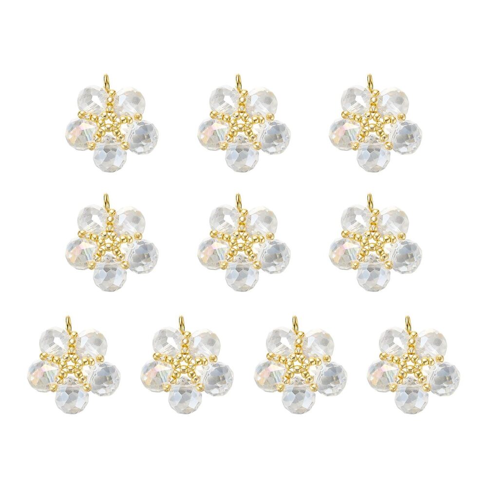 8718 10 Pcs Flower Charms for Jewelry Making Stainless Steel Charms